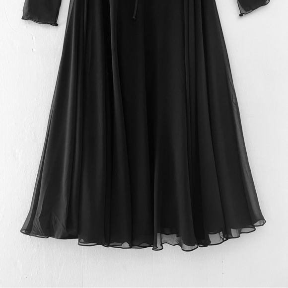 JEANNENE BOOHER Dead-stock Vintage Black Silk Georgette Dress with Sequin Vest - Picture 6 of 16